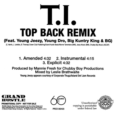 T.I. 2006 Top Back Remix CDS