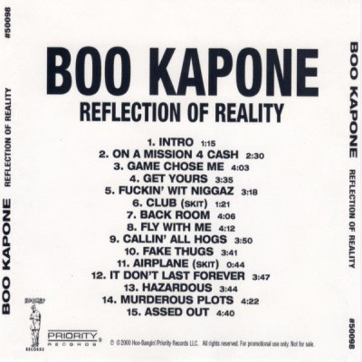 Boo Kapone - Reflection Of Reality (CD-R, Advance, Promo) (2000) [FLAC]
