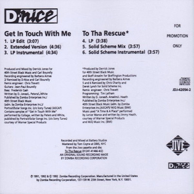 D-Nice - Get In Touch With Me, To Tha Rescue (1991) (CDS) (Promo) [FLAC]