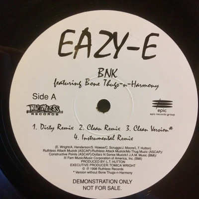 Eazy E 1998 BNK bw 24 Hrs To Live Remix Promo Vinyl FLAC 24 96