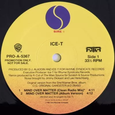 Ice-T - Mind Over Matter (VLS) (1991) [FLAC] [24-96] [16-44]