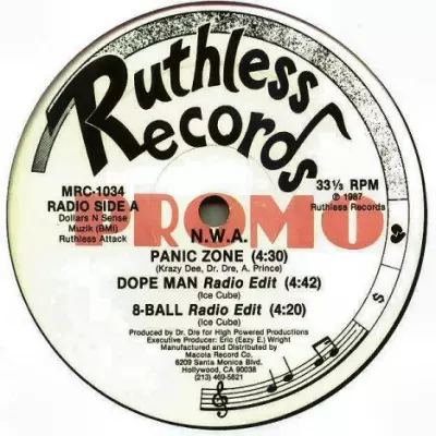 N.W.A. 1987 Panic Zone Dopeman 8 Ball FLAC Vinyl 24 96 Ruthless Records MRC 1034 US